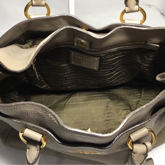 Authentic PRADA Pebbled Leather Tote Bag with Strap - Picture 13 of 16